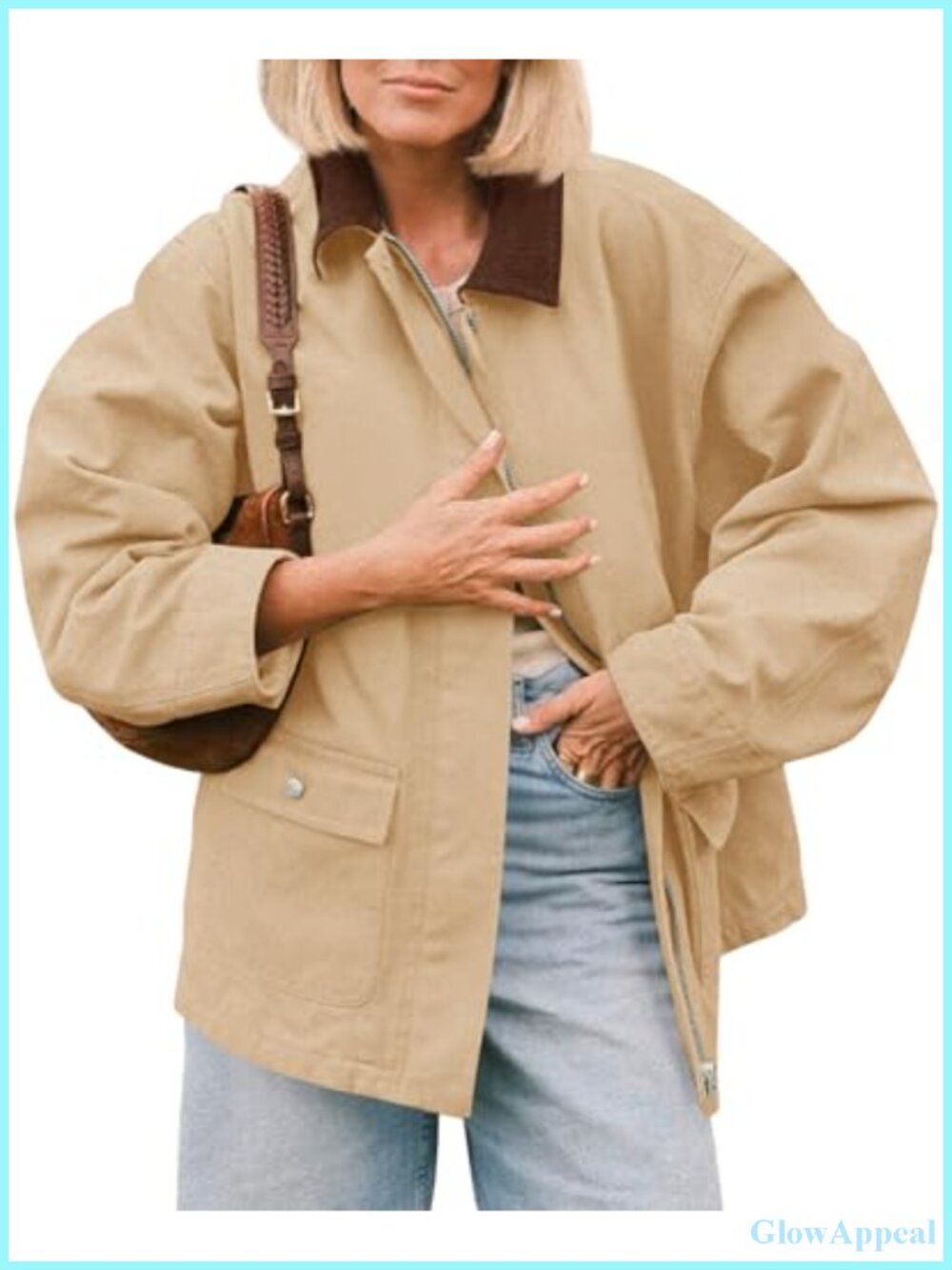 Oversized Cotton Utility Jacket with Pockets Fall Safari Trench